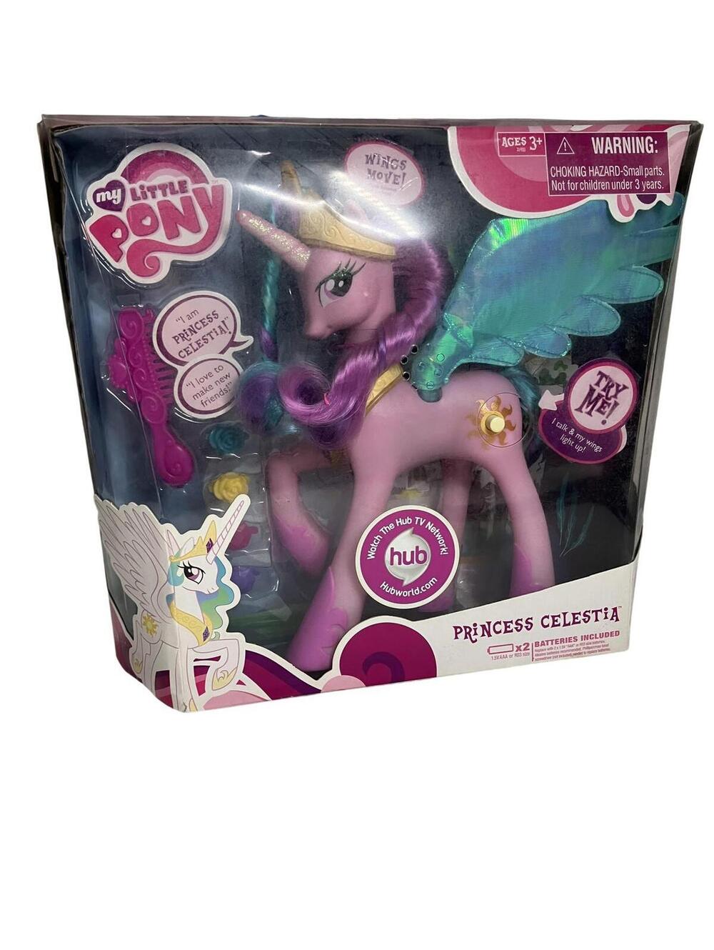 Hasbro My Little Pony Princess Celestia Talking Figure Purple Wings Lights Up